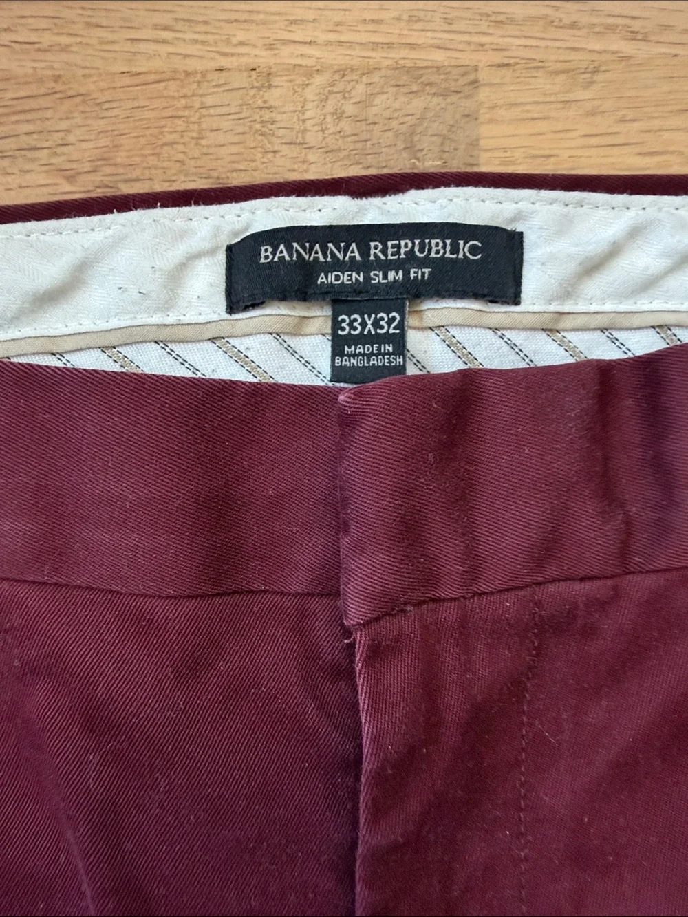 Banana Republic Maroon Aiden Rapid Movement Stretch Slim Fit Chinos 33